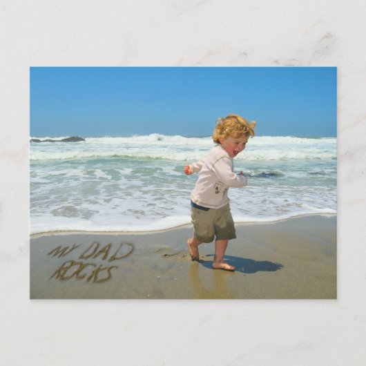 Mijn vader rockt! Zand schrijven Fun op het strand Briefkaart (Voorkant)