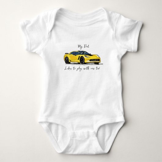 Mijn vader speelt graag met Corvettes C7 Yellow Romper (Voorkant)