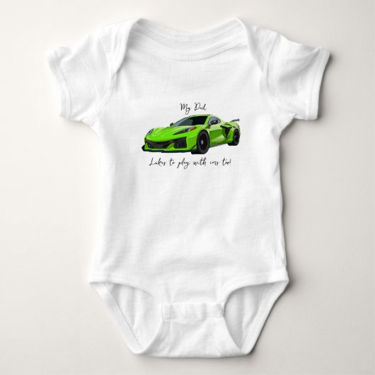 Mijn vader speelt graag met Corvettes C8 Lime Gree Romper (Voorkant)