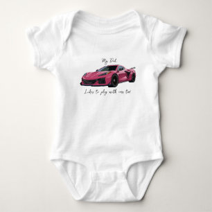 Mijn vader speelt graag met Corvettes C8 Pink Romper