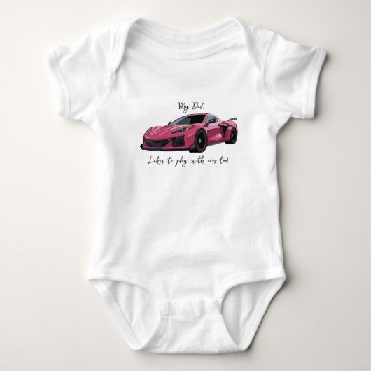 Mijn vader speelt graag met Corvettes C8 Pink Romper (Voorkant)