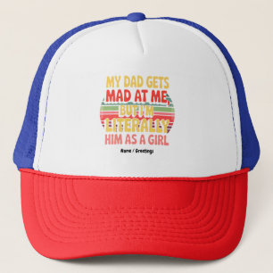 Mijn vader wordt boos op me, maar ik ben hem lette trucker pet