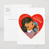 Mijn Valentijn bellen op een retro telefoon Feestdagenkaart (Voorkant / Achterkant)