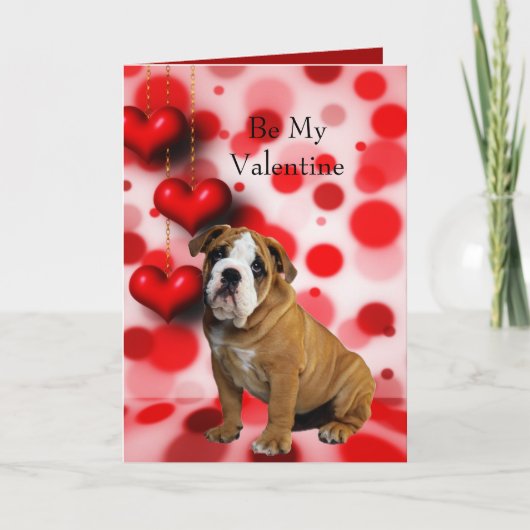Mijn Valentijn Bulldog Puppy Hearts Feestdagen Kaart (Voorkant)