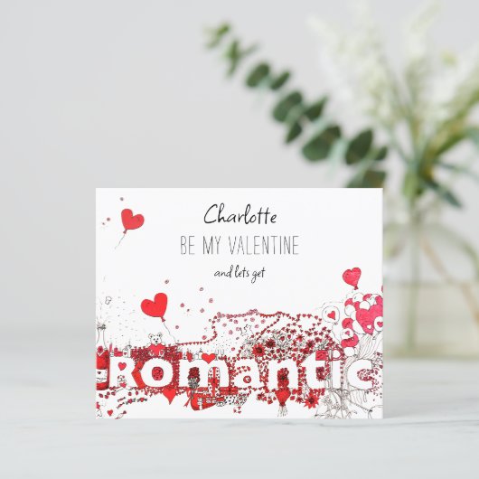 Mijn Valentijn Citaat schattig hart gepersonalisee (Staand voorkant)