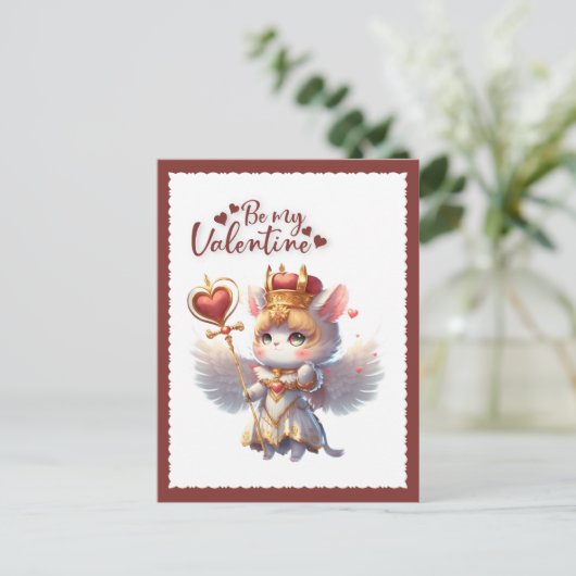 Mijn Valentijn Cute Chibi Cat Valentijn Feestdagenkaart (Staand voorkant)