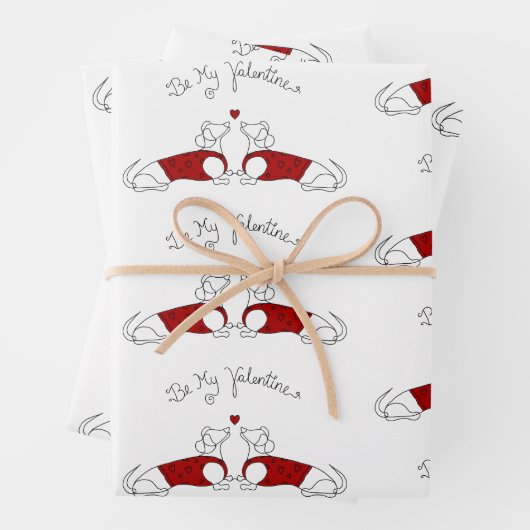 Mijn Valentijn Dachshund Wrapping Paper (In situ)