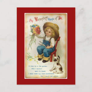 Mijn Valentijn denkt aan me Vintage Briefkaart