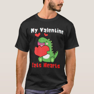 Mijn Valentijn eet harten Funny Dinosaur Boys Vale T-shirt