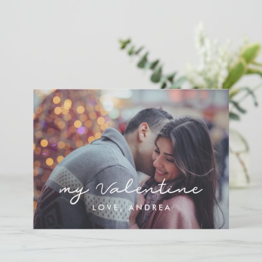 Mijn Valentijn elegant Valentijnsdag fotokaart Feestdagenkaart (Staand voorkant)