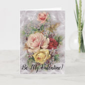 Mijn Valentijn  Floral Bouquet Lila Rozen Feestdagen Kaart (Voorkant)