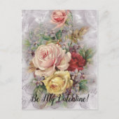Mijn Valentijn  Floral Bouquet Lila Rozen Feestdagenkaart (Voorkant)