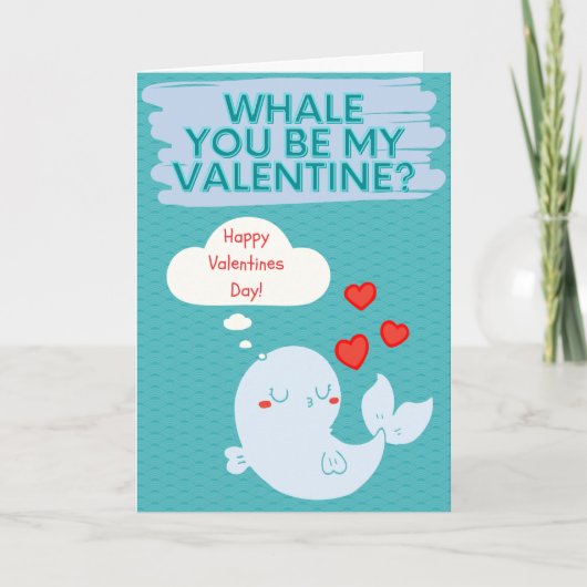 Mijn Valentijn Funny Whale Card Kaart (Voorkant)
