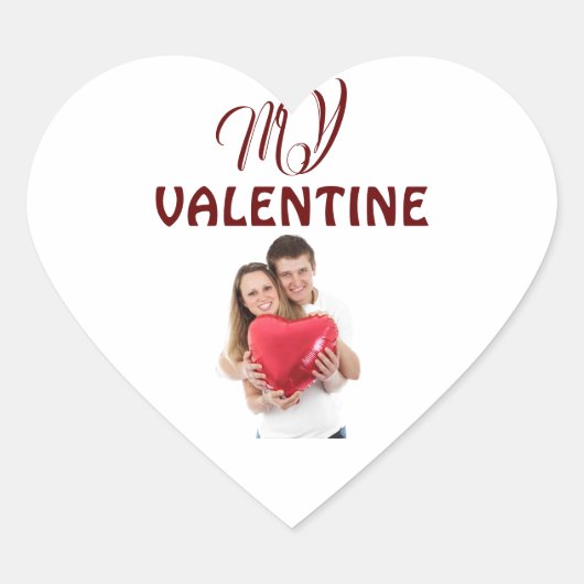 Mijn Valentijn gepersonaliseerde foto T-shirt Hart Sticker (Voorkant)