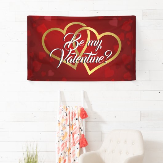 MIJN VALENTIJN GOLD LINKED HEARTS BANNER (Insitu)