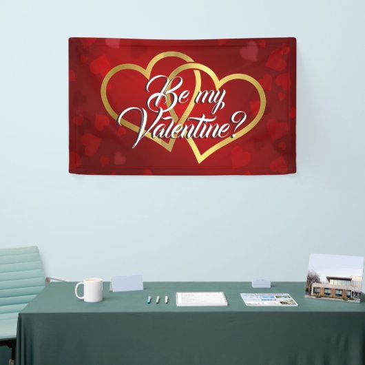 MIJN VALENTIJN GOLD LINKED HEARTS BANNER (Beurs)