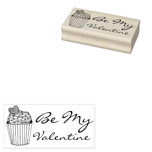 Mijn Valentijn Heart Cupcake Valentijnsdag Rubberstempel (Gestempeld)