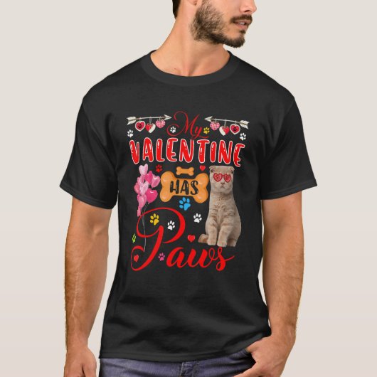 Mijn Valentijn heeft een Schots kat zonnebril. T-shirt (Voorkant)