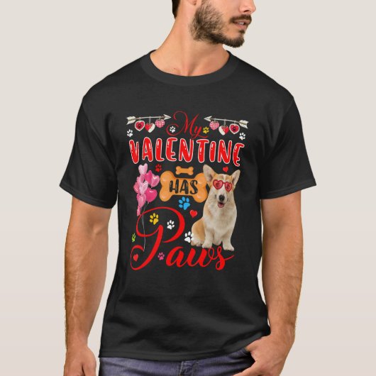 Mijn Valentijn heeft luidop Corgi zonnebrillen T-shirt (Voorkant)