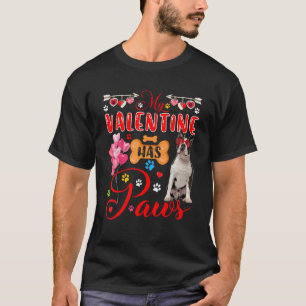 Mijn Valentijn heeft paws Cute Boston Terrier Sung T-shirt