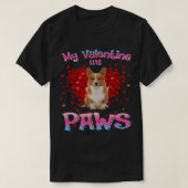Mijn Valentijn heeft Paws Cute Corgi Valentijnsdag T-shirt (Design voorkant)