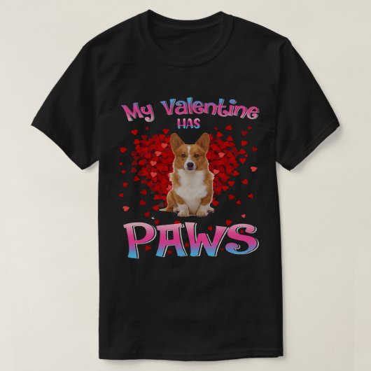 Mijn Valentijn heeft Paws Cute Corgi Valentijnsdag T-shirt (Design voorkant)