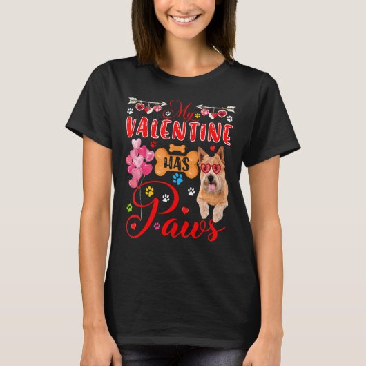 Mijn Valentijn heeft Paws Cute Norwich Terrier Sun T-shirt (Voorkant)