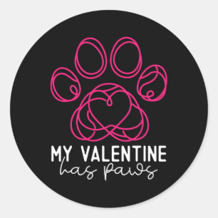 Mijn Valentijn Heeft Pootjes - Grappige Hond Liefh Ronde Sticker
