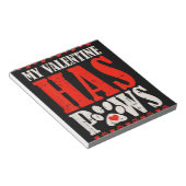 Mijn Valentijn heeft Valentijnsdag Paws Funny Dog Notitieblok (Schuin)
