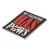 Mijn Valentijn heeft Valentijnsdag Paws Funny Dog Notitieblok (Linkerzijde)