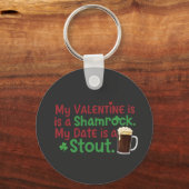 Mijn Valentijn is een Klaver Funny St. Patrick's D Sleutelhanger (Voorkant)