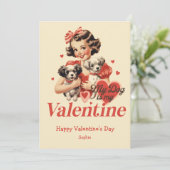 Mijn Valentijn is een retro Valentijnsdag Feestdagenkaart (Staand voorkant)