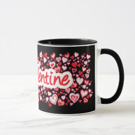 "Mijn Valentijn" is een rode roze zwarte mok