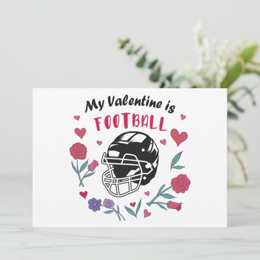 Mijn Valentijn is Football Visitekaartje Feestdagenkaart (Staand voorkant)