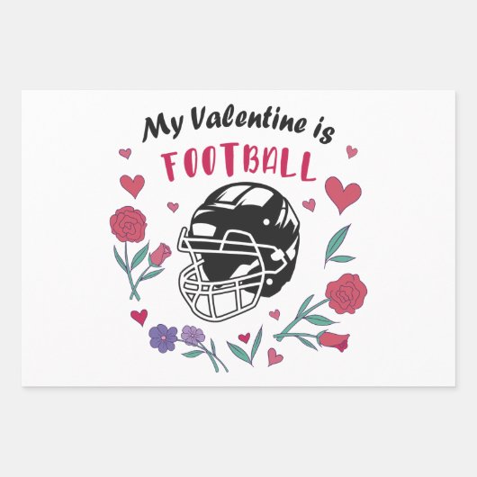 Mijn Valentijn is Football Visitekaartje Inpakpapier Vel (Voorkant)