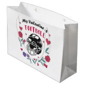 Mijn Valentijn is Football Visitekaartje Napkins T Groot Cadeauzakje (Achterkant Gekanteld)