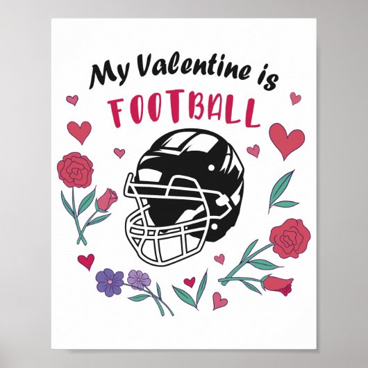Mijn Valentijn is Football Visitekaartje Poster (Voorkant)
