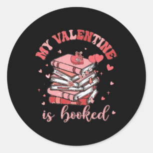 Mijn Valentijn is geboekt liefde lezen boekenwurm Ronde Sticker