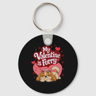 Mijn Valentijn Is Knuffelig Zachte Hond Thema Lief Sleutelhanger