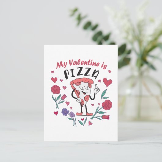 Mijn Valentijn is Pizza Invitation Briefkaart (Staand voorkant)