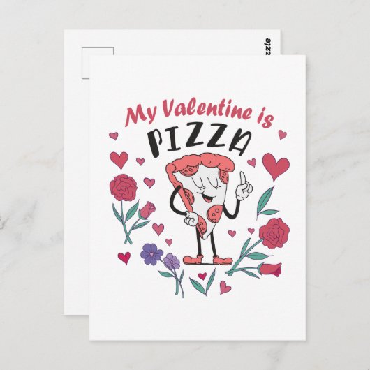 Mijn Valentijn is Pizza Invitation Briefkaart (Voorkant / Achterkant)
