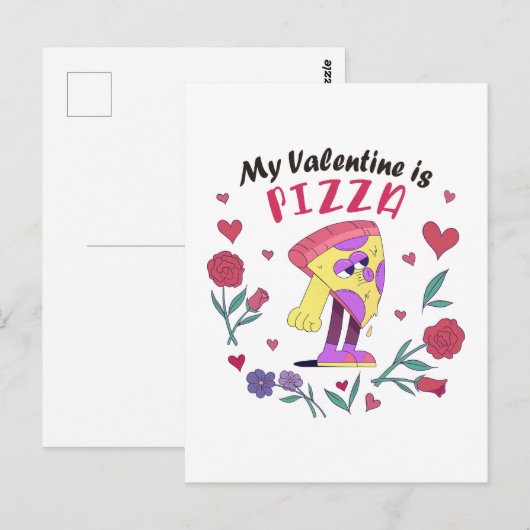 Mijn Valentijn is Pizza Invitation Briefkaart (Voorkant / Achterkant)