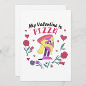 Mijn Valentijn is Pizza Invitation Feestdagenkaart (Voorkant / Achterkant)