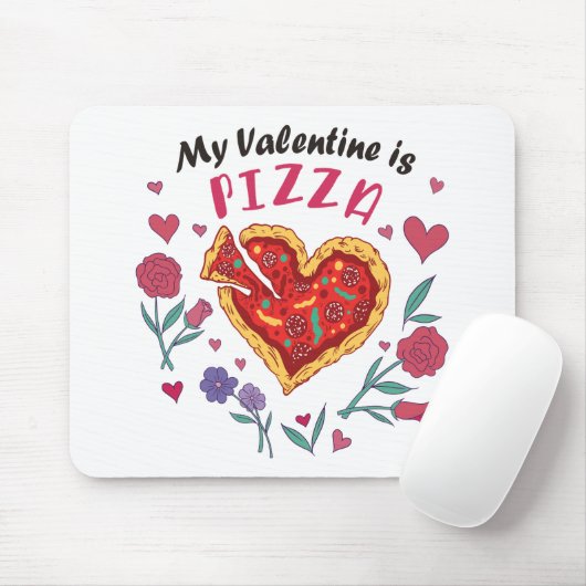 Mijn Valentijn is Pizza Invitation Magnet Muismat (Met muis)