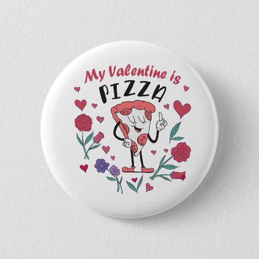 Mijn Valentijn is Pizza Invitation Ronde Button 5,7 Cm (Voorkant)