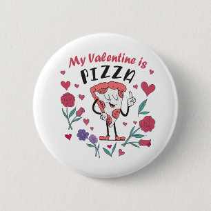 Mijn Valentijn is Pizza Invitation Ronde Button 5,7 Cm