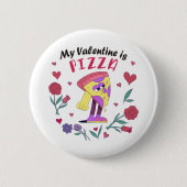 Mijn Valentijn is Pizza Invitation Ronde Button 5,7 Cm (Voorkant)
