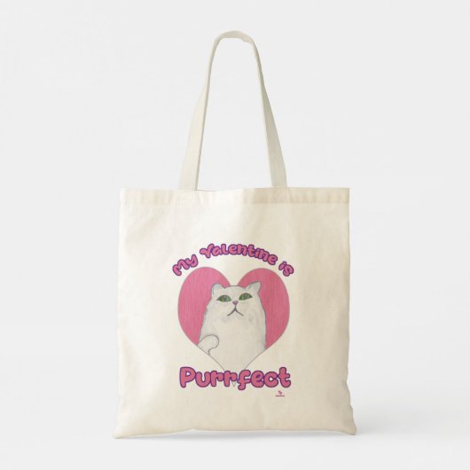 Mijn Valentijn is Purrfect Schattige Cat Heart Art Tote Bag (Achterkant)