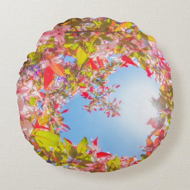 Mijn Valentijn Natuur bloeit het hart van bloemen Rond Kussen (Voorkant)