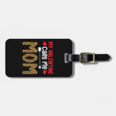 Mijn Valentijn noemt me mam Leopard Buffalo Plaid Bagagelabel (Voorkant horizontaal)